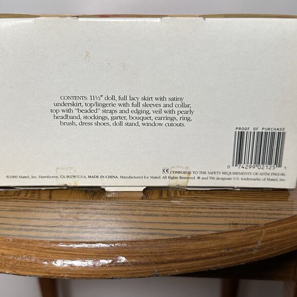 Wedding Fantasy Barbie Doll 1989 Mattel NEW Bridal Vintage Collectible - Picture 13 of 15